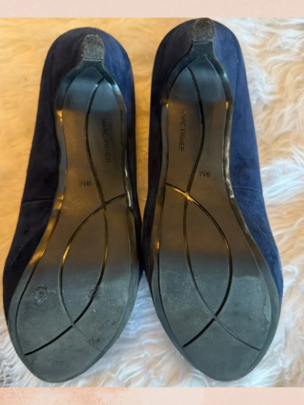 Marc Fisher Navy Blue Suede Platform Pumps